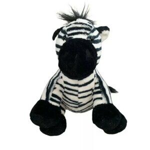 Teddy Mountain Zebra plush 8" sitting Stuffed Animal has pouch in back